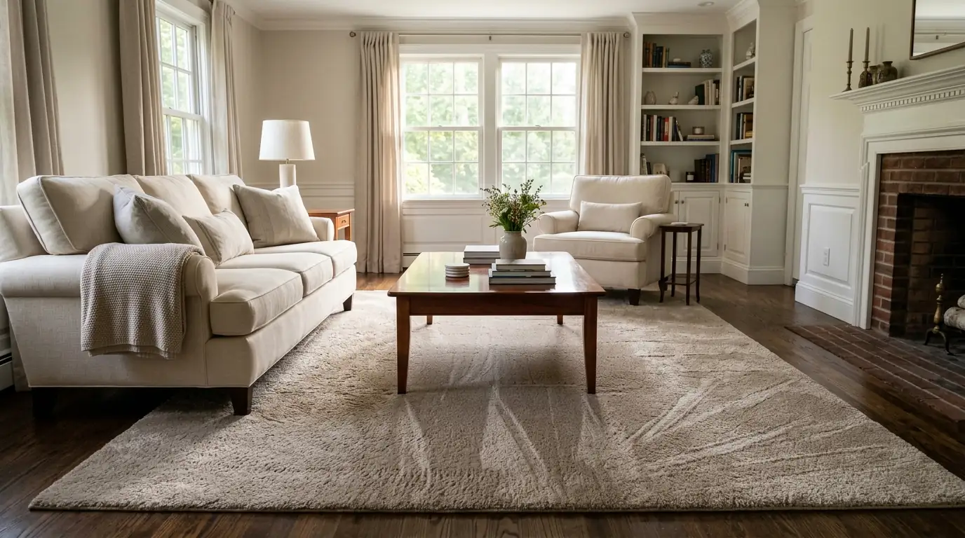 Deep-cleaned living room in a Bridgeport, CT home