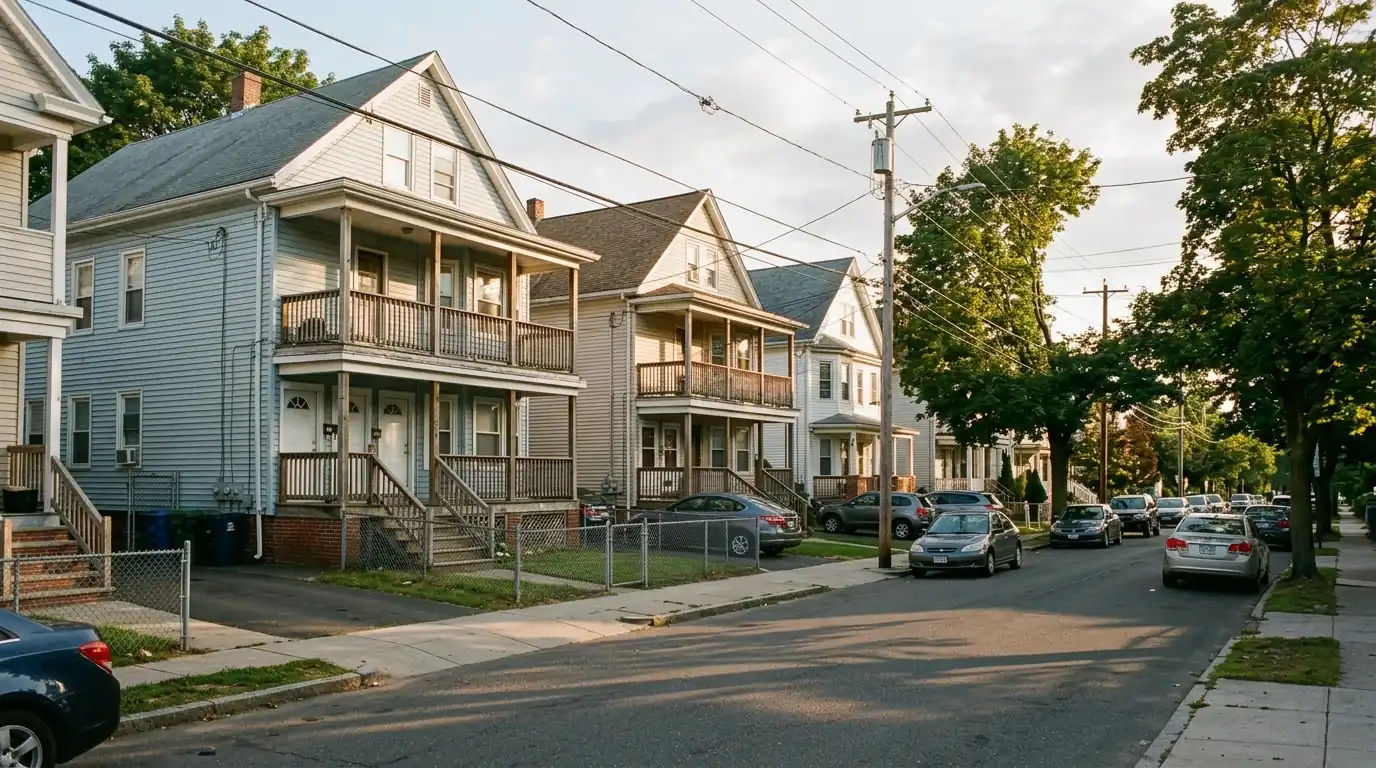 Two-family houses on a North End street