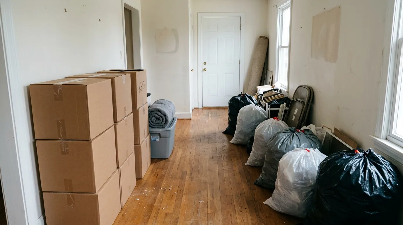 Clearing a hallway during a hoarding cleanup