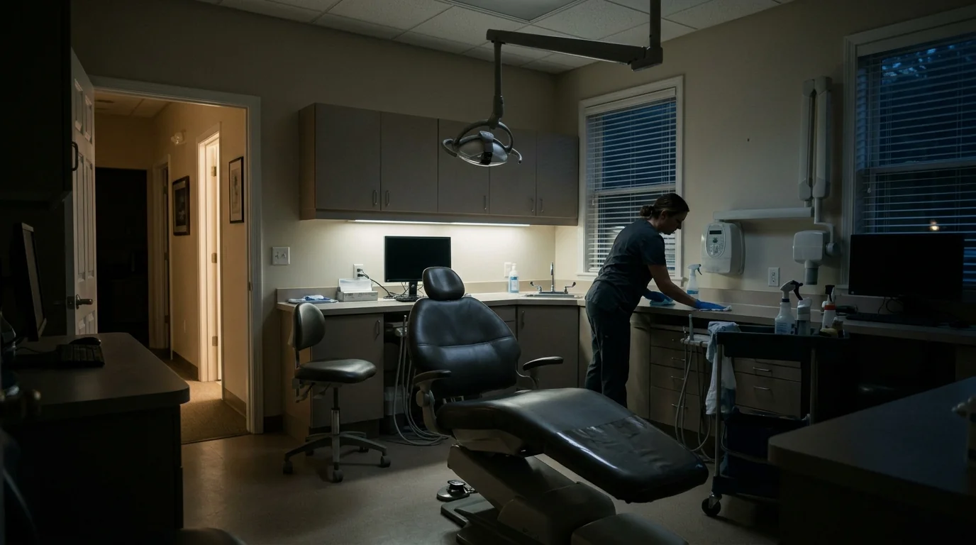 Evening cleaning of a dental operatory