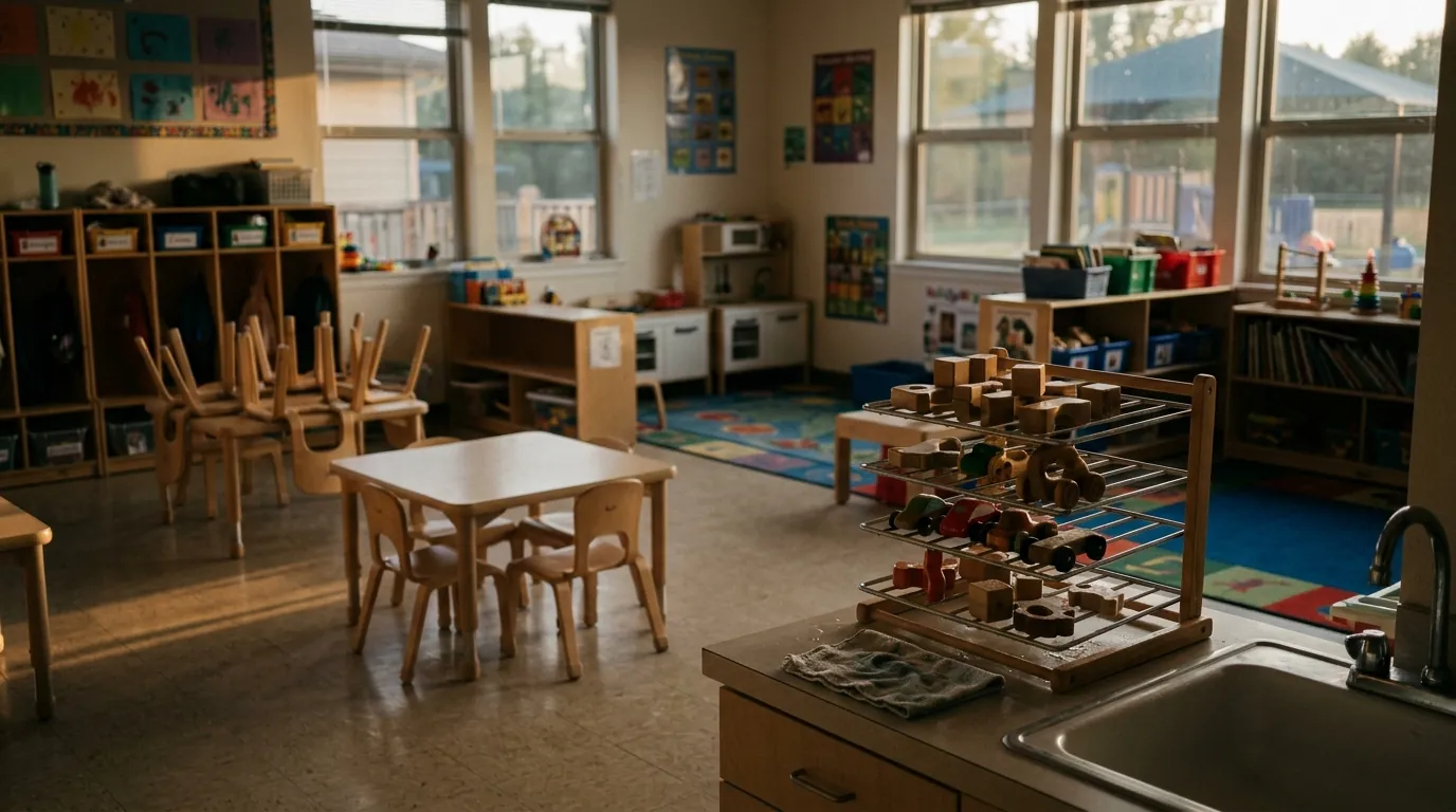 Daycare toys drying after cleaning and sanitizing