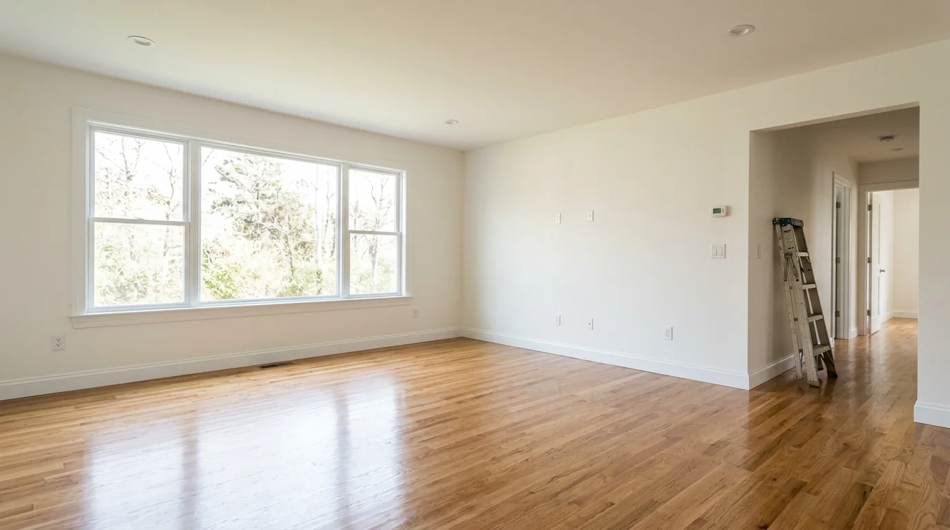 Renovated living room after a touch-up clean
