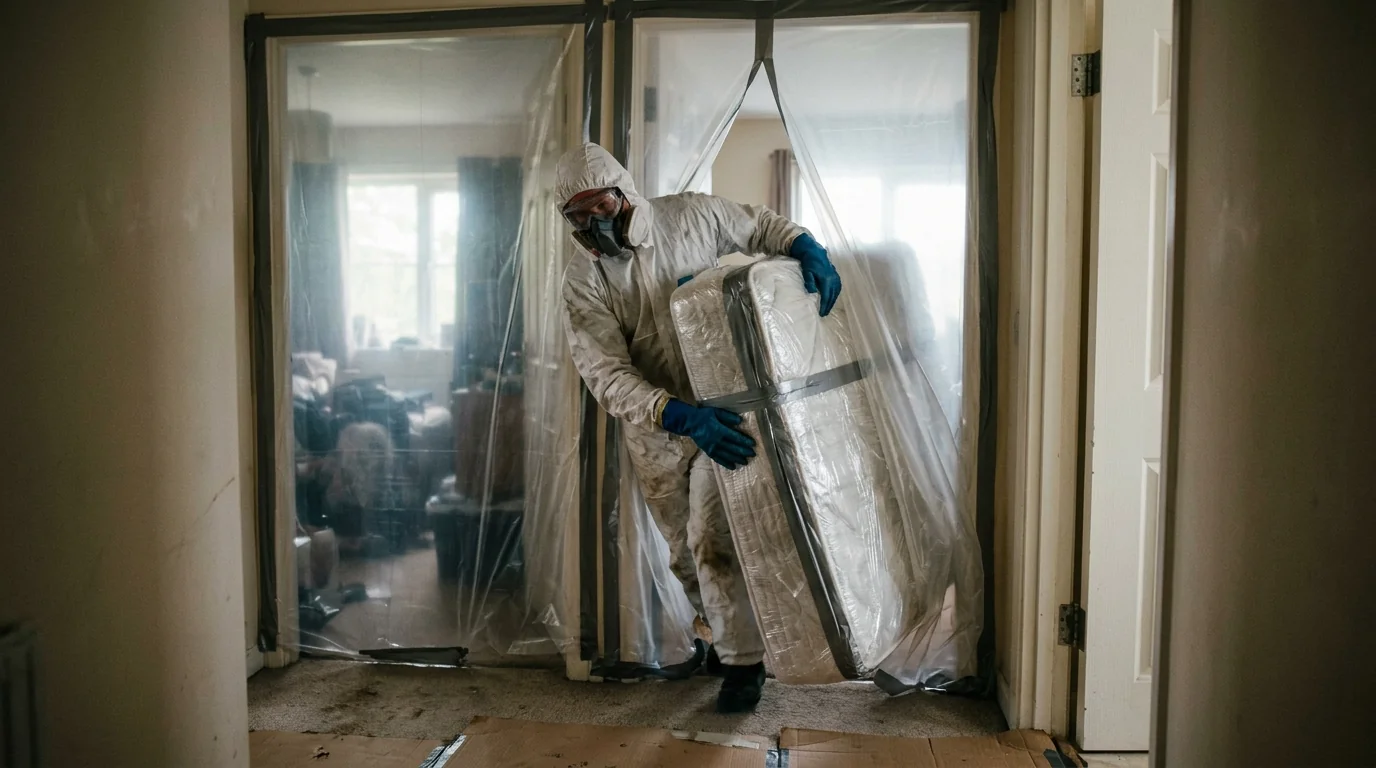 Removing a sealed mattress during unattended death cleanup