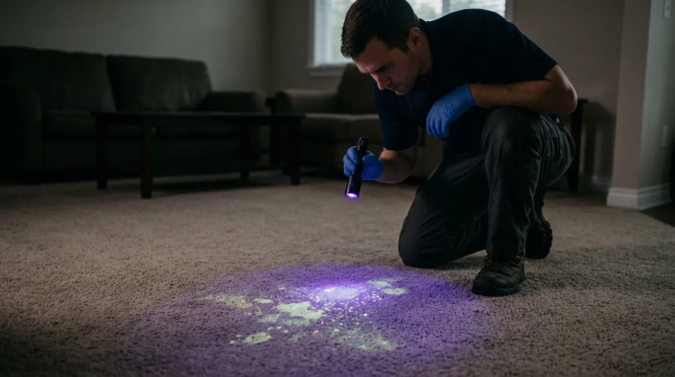 Finding pet urine spots on carpet with a UV light