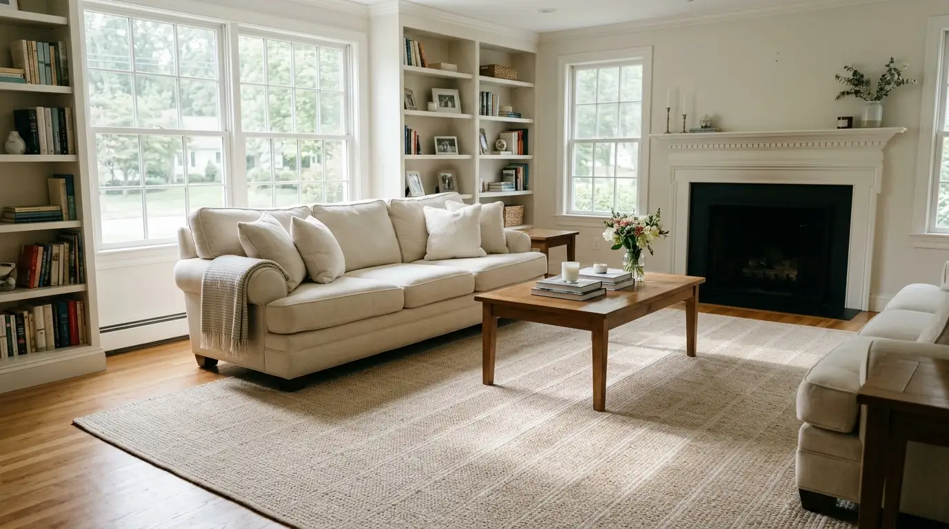 Living room after a recurring house cleaning