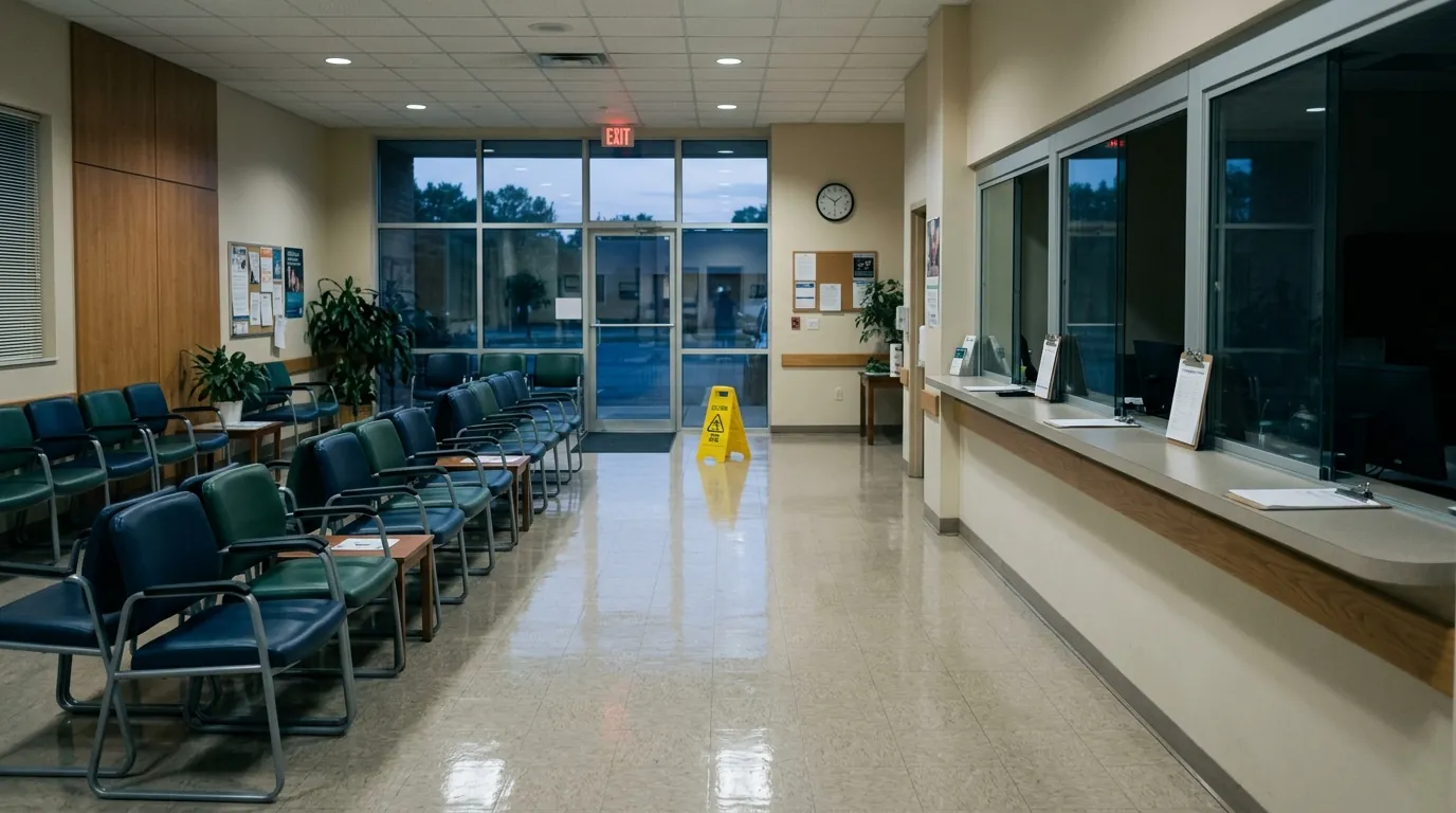 Medical office waiting room after cleaning