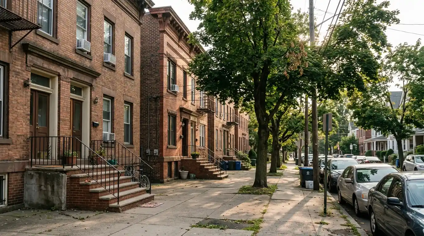 Apartment buildings on a New Haven street