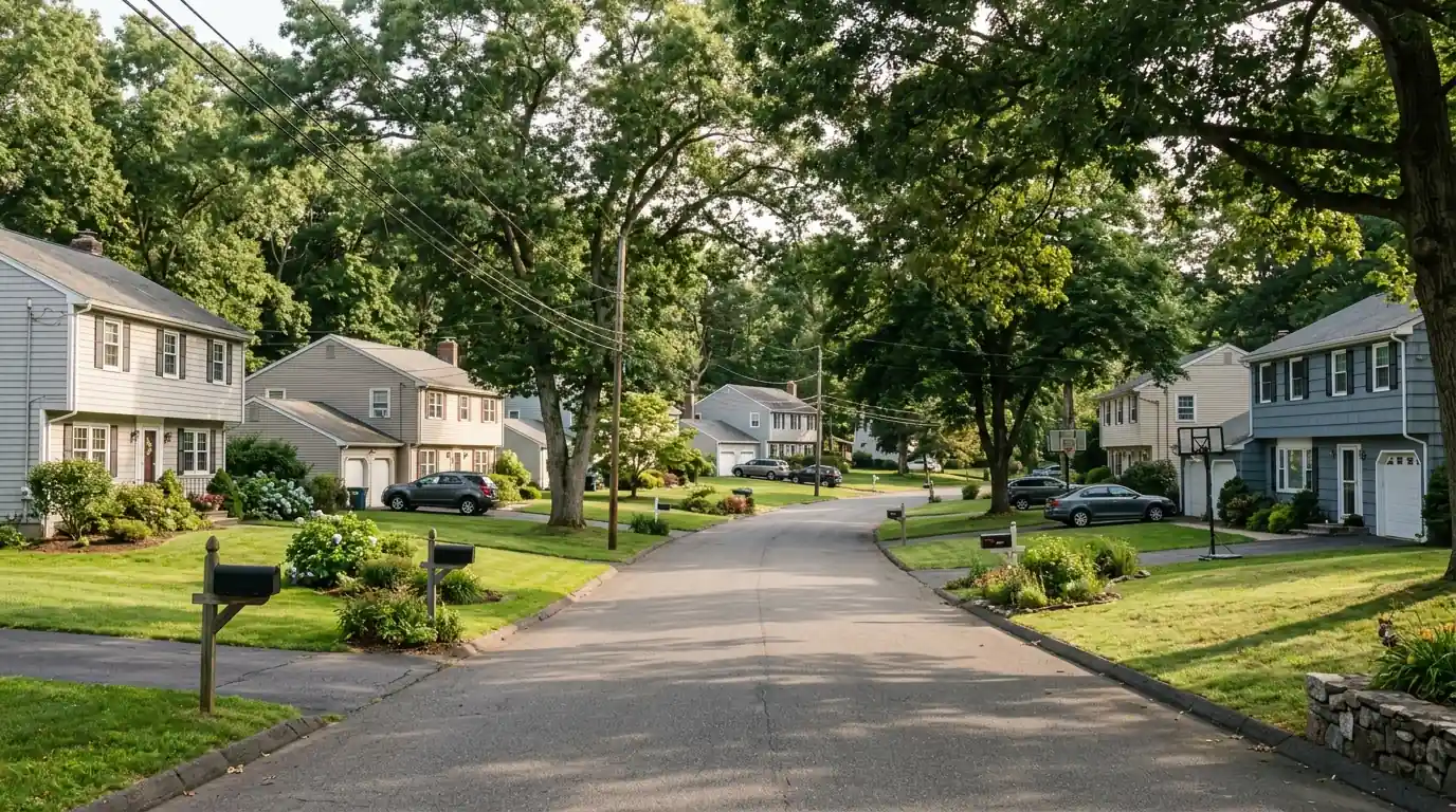 Family homes on a Trumbull street
