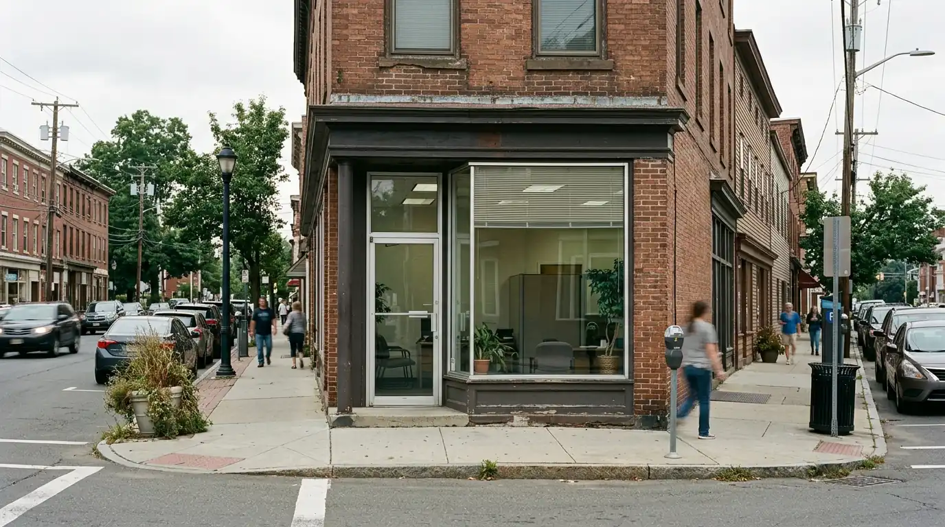 Storefront office on a Connecticut main street