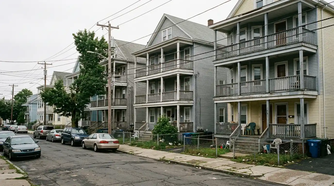 Three-family houses on an East Side street