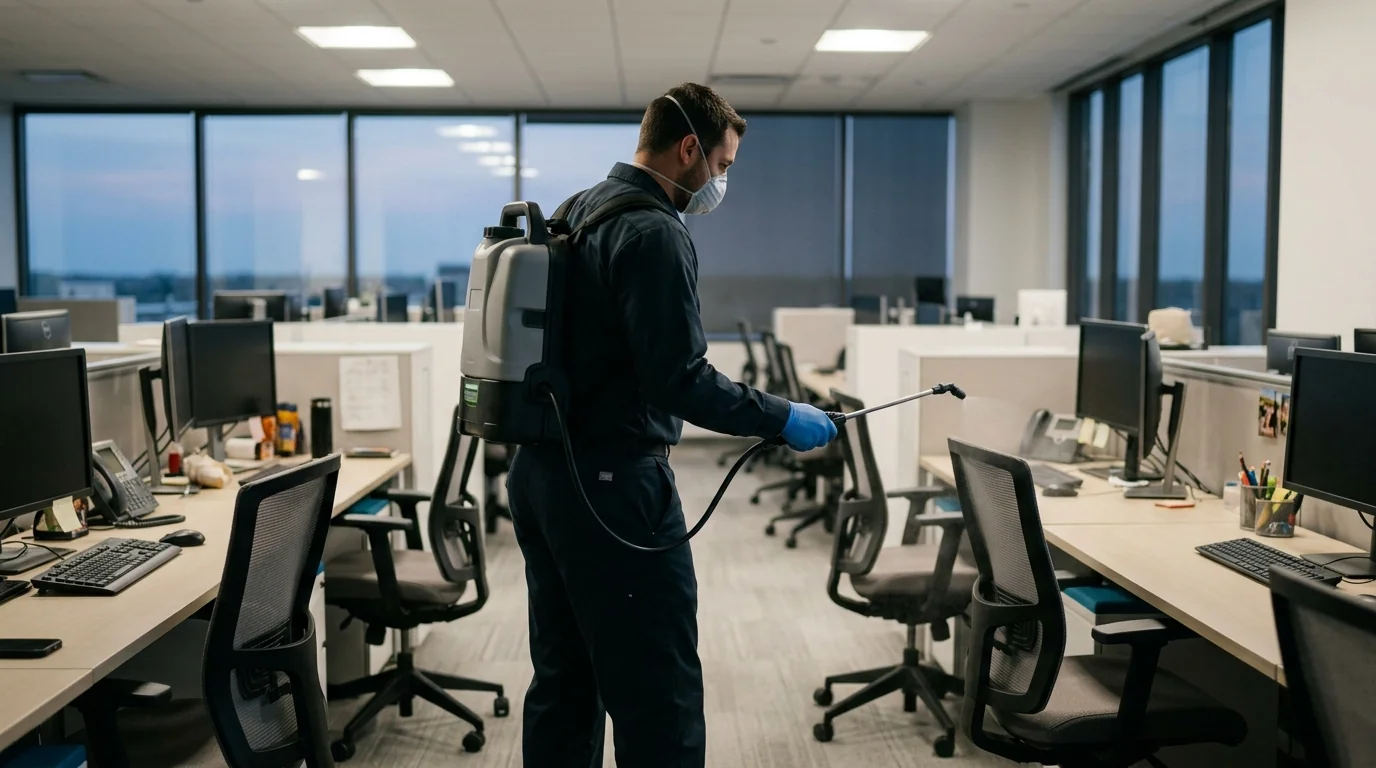 Electrostatic disinfection of office desks during flu season