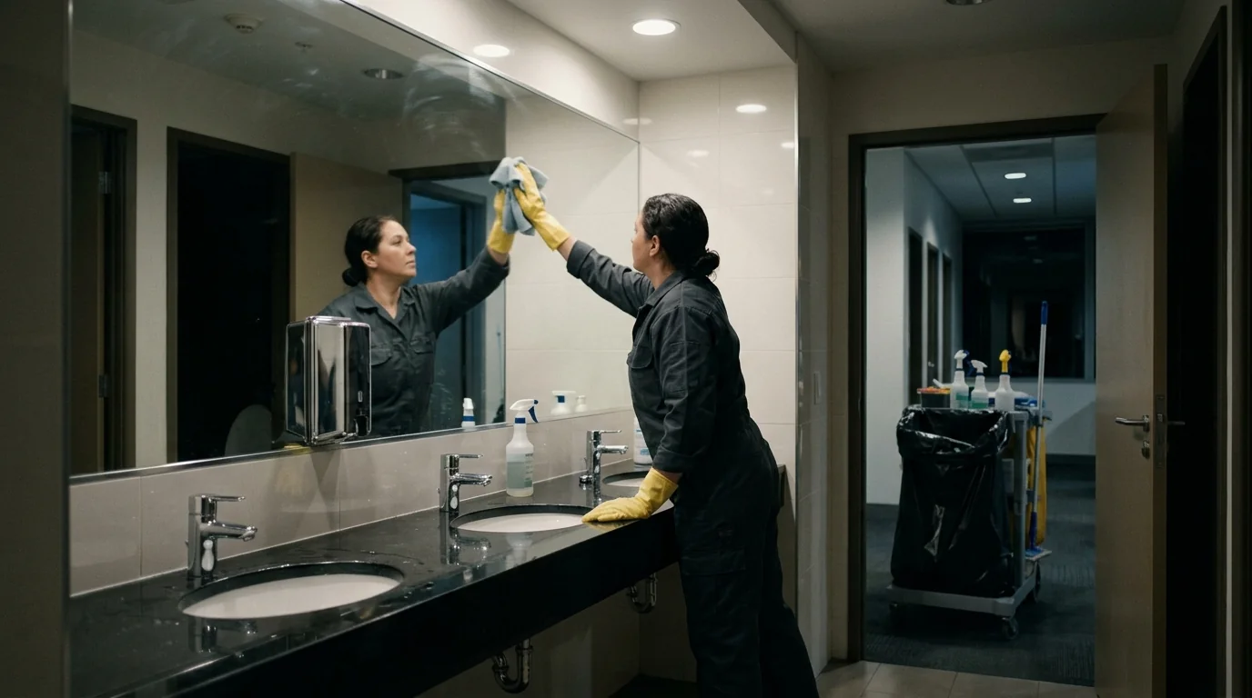 Nightly cleaning of an office restroom