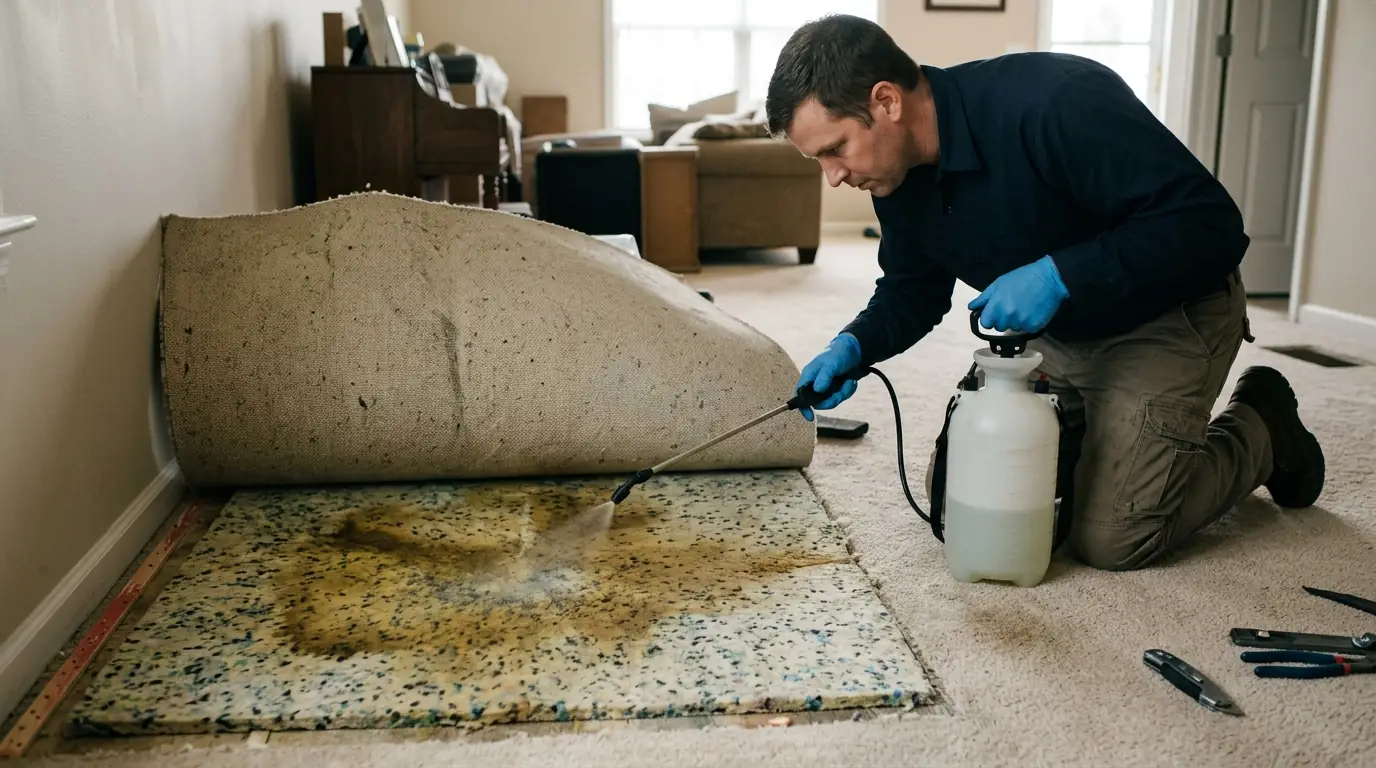Treating pet urine that soaked through the carpet pad