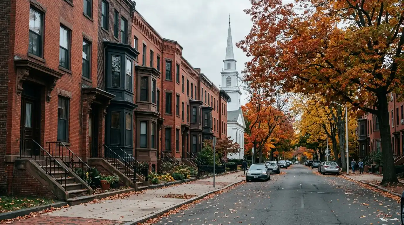 Older brick housing in New Haven County