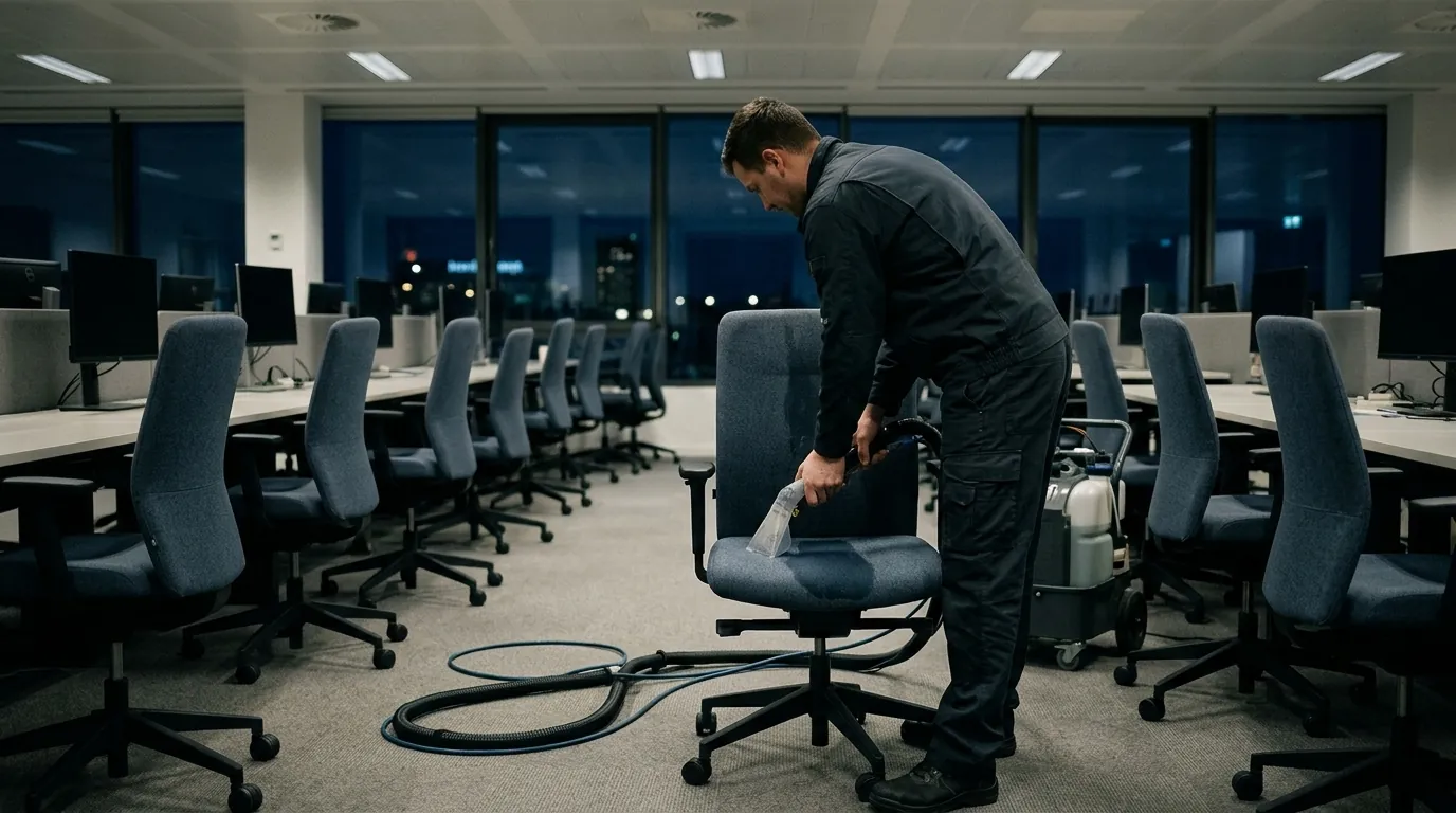 Cleaning fabric office chairs after hours