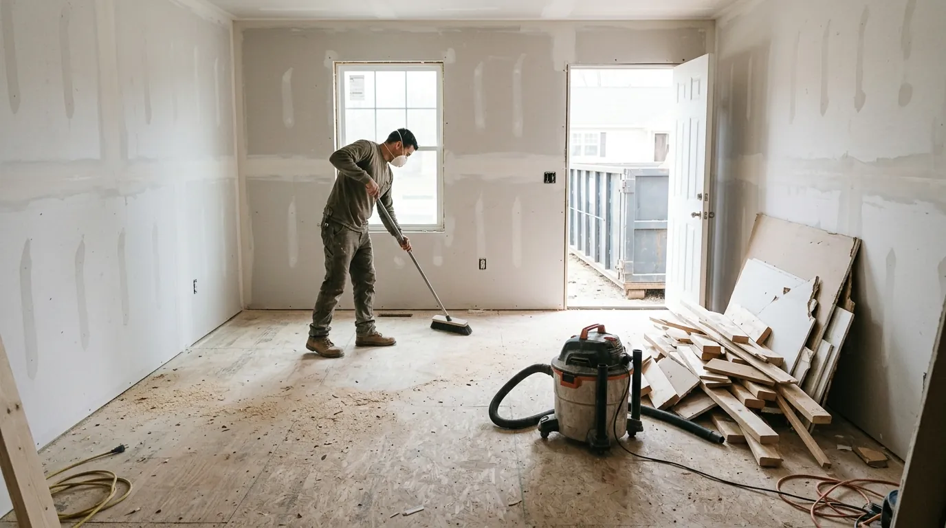 Rough clean of a renovation site