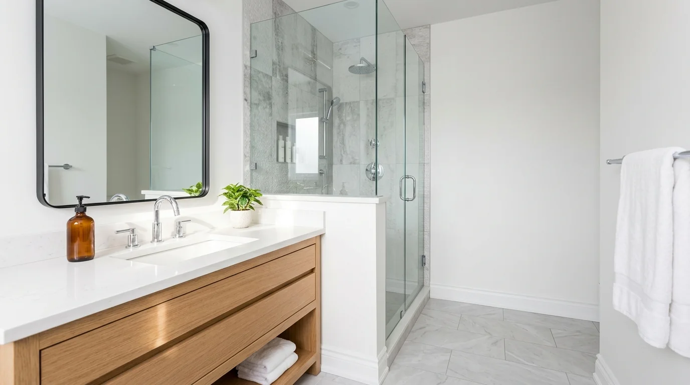 New bathroom after a final post-construction clean