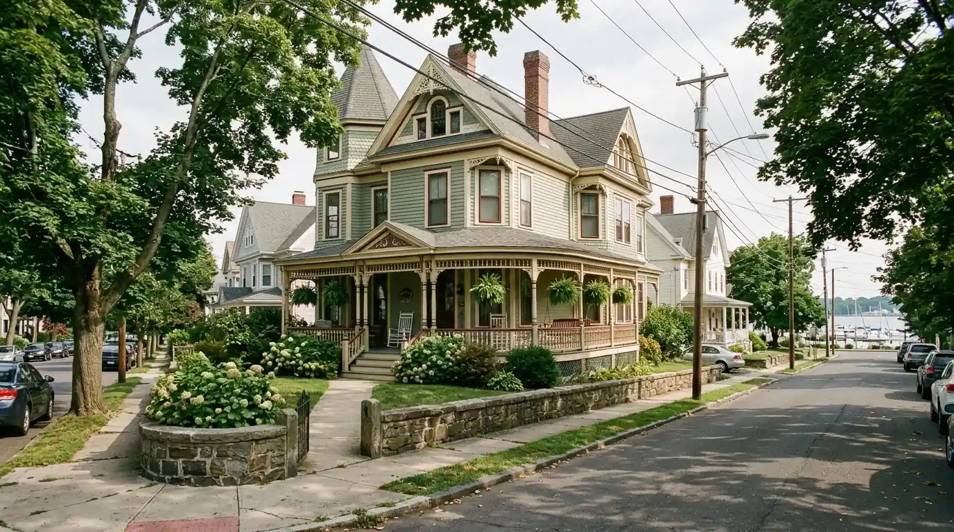 Historic house on a leafy Black Rock street