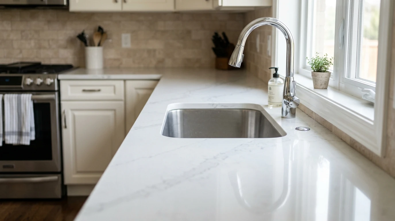 Clean, empty kitchen with clear counters