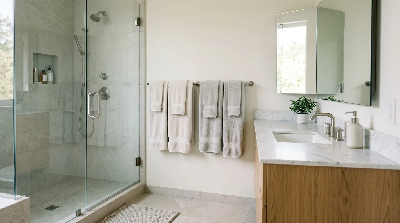 Bathroom after an every-other-week cleaning