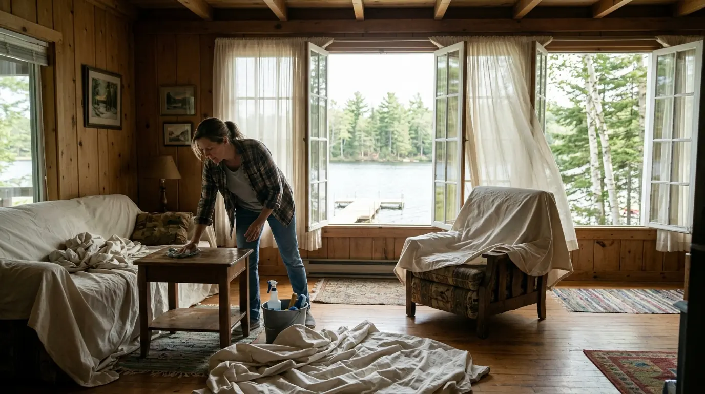 Opening a lake cottage for the season with a spring deep clean